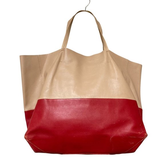 CELINE Horizontal Cabas Tote Bag, Beige Red, Women's - Picture 2 of 9